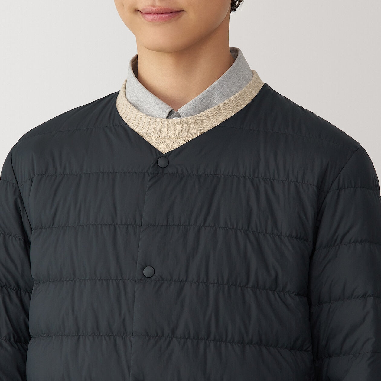 Lightweight Pocketable Collarless Down Puffer Jacket