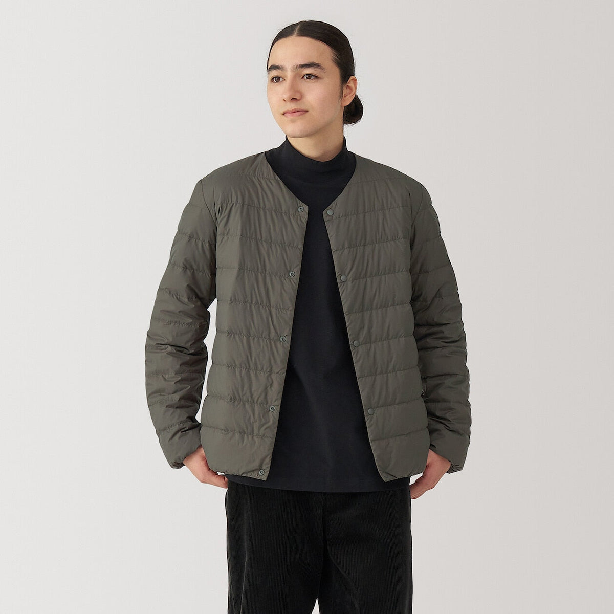 Lightweight Pocketable Collarless Down Puffer Jacket