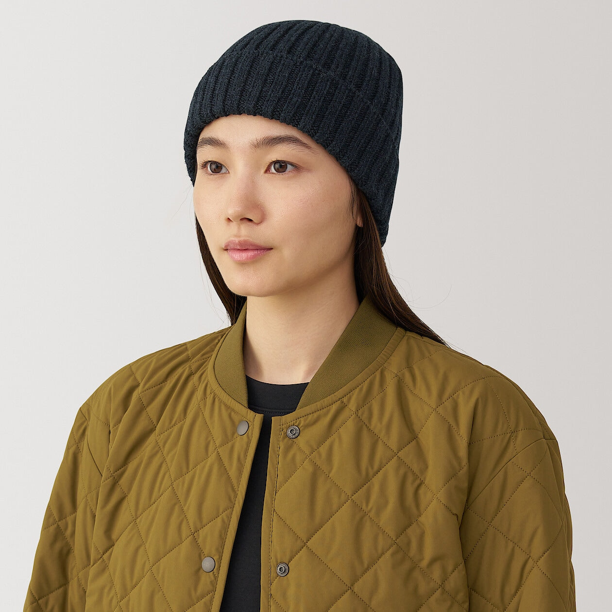 Wool Blend Ribbed Beanie