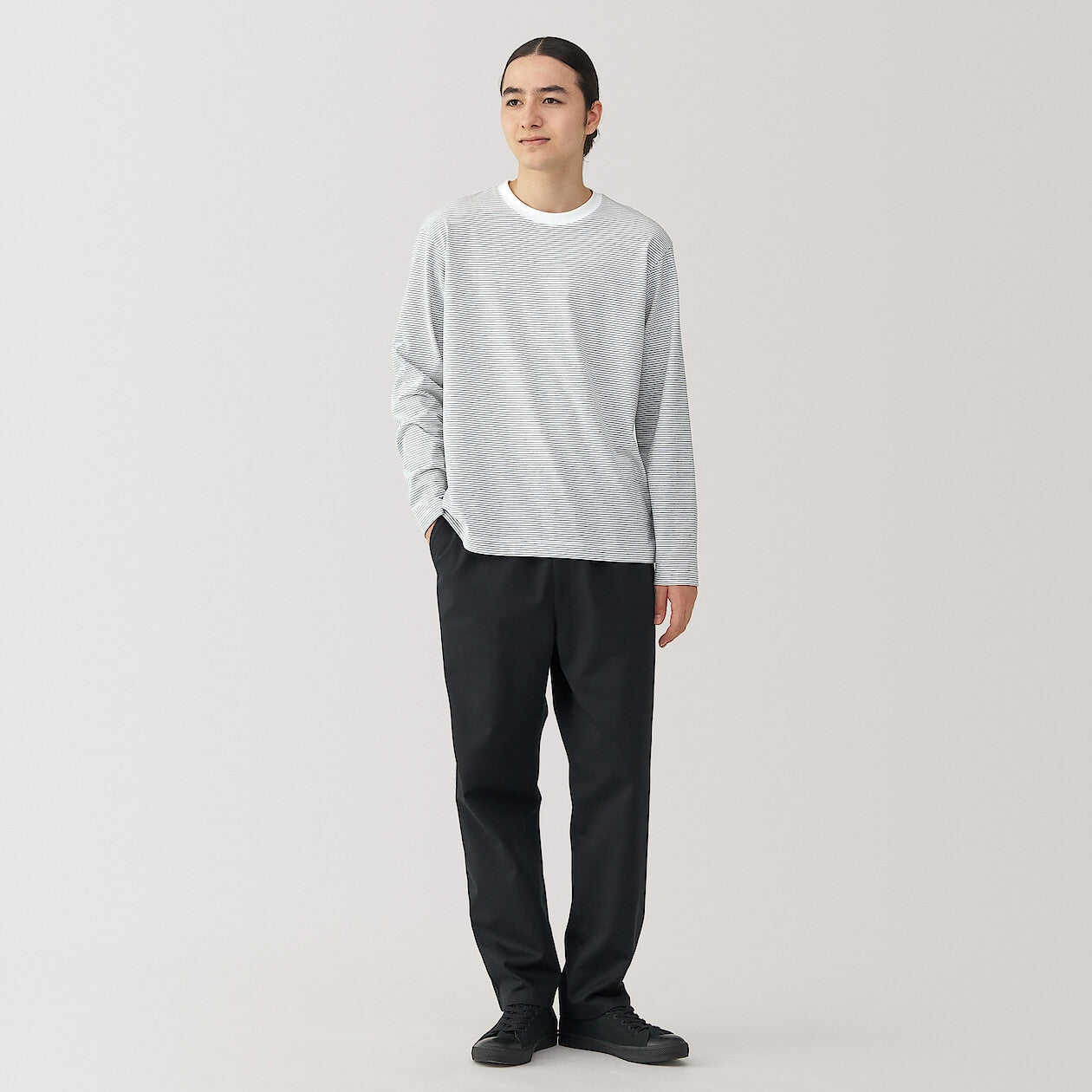Jersey Striped Crewneck Striped Long Sleeve T-Shirt