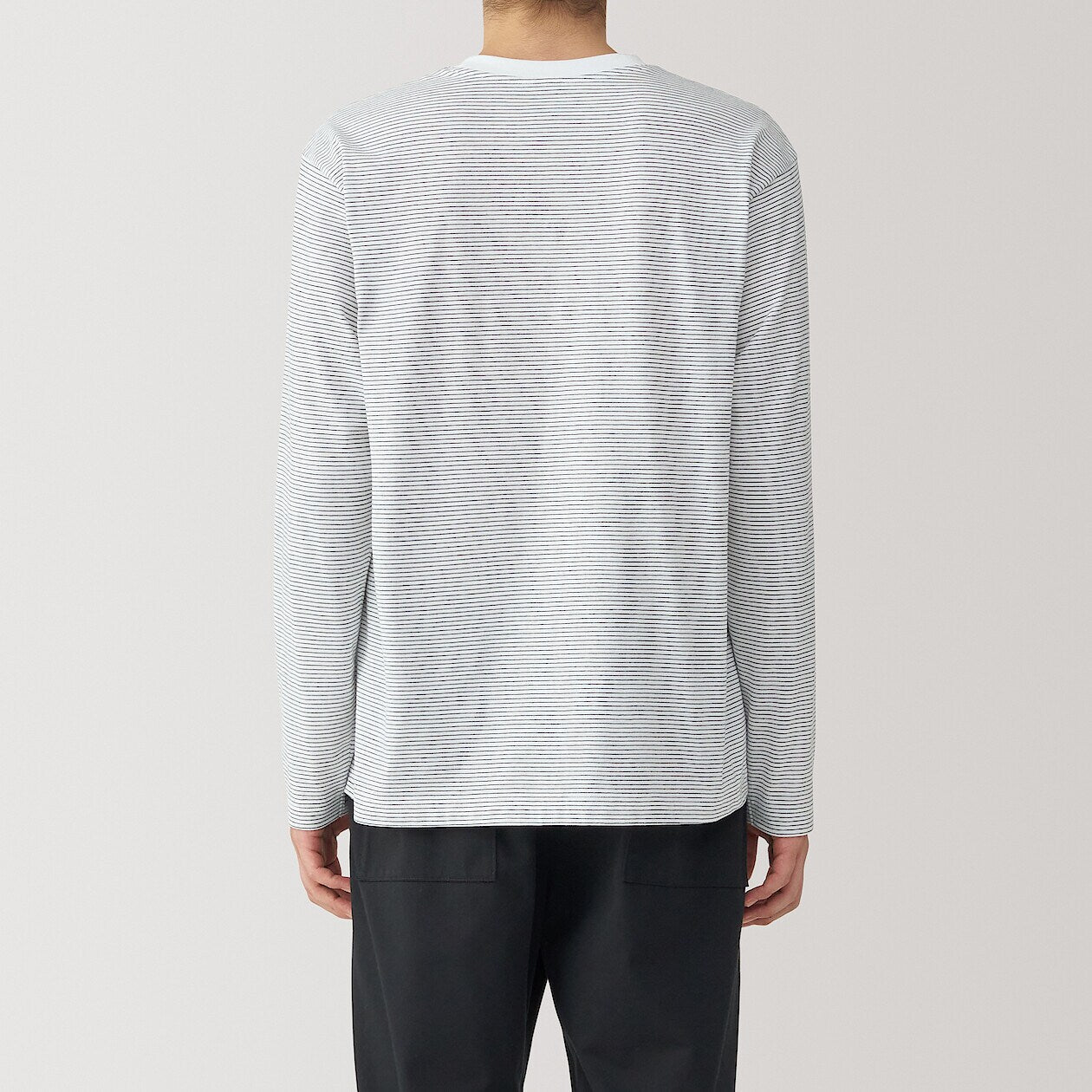 Jersey Striped Crewneck Striped Long Sleeve T-Shirt