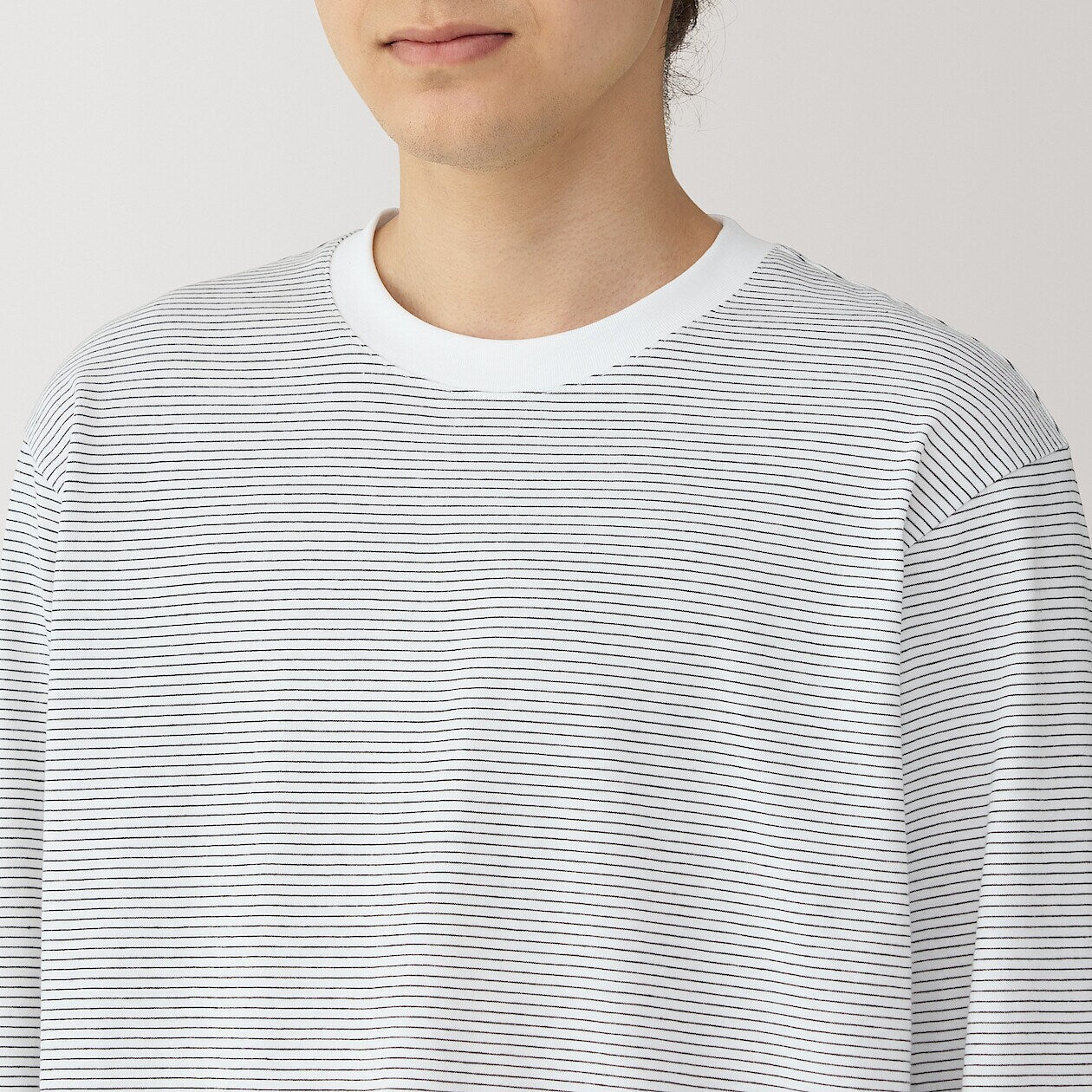 Jersey Striped Crewneck Striped Long Sleeve T-Shirt