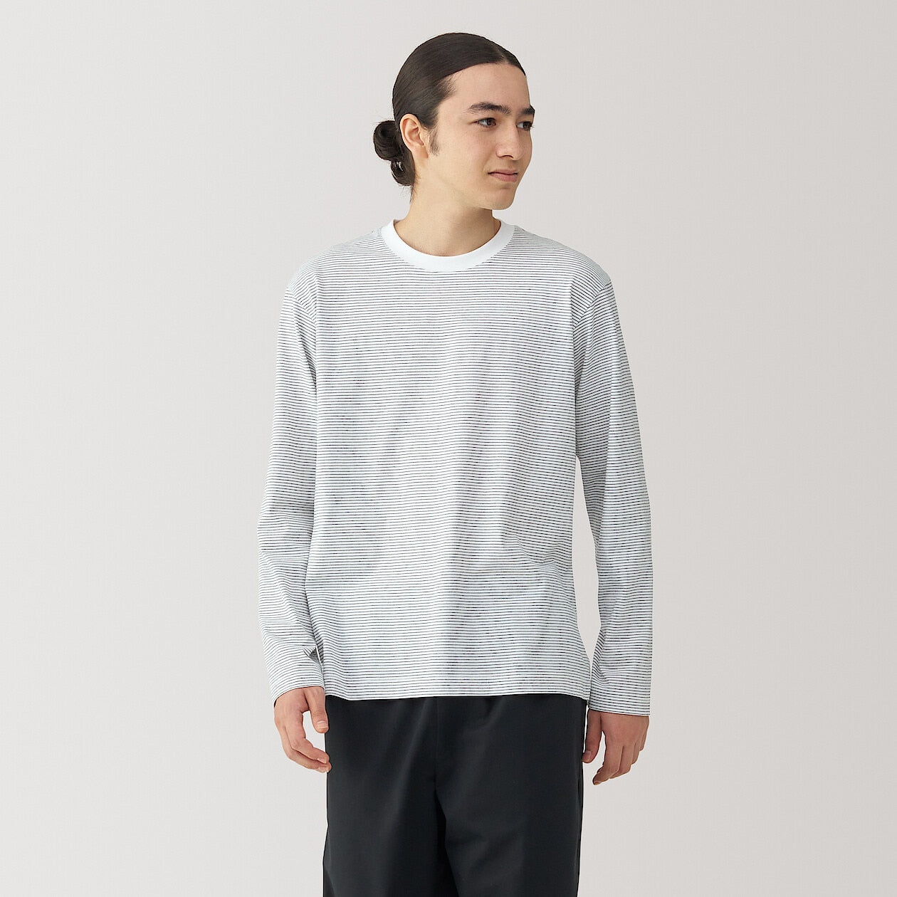 Jersey Striped Crewneck Striped Long Sleeve T-Shirt