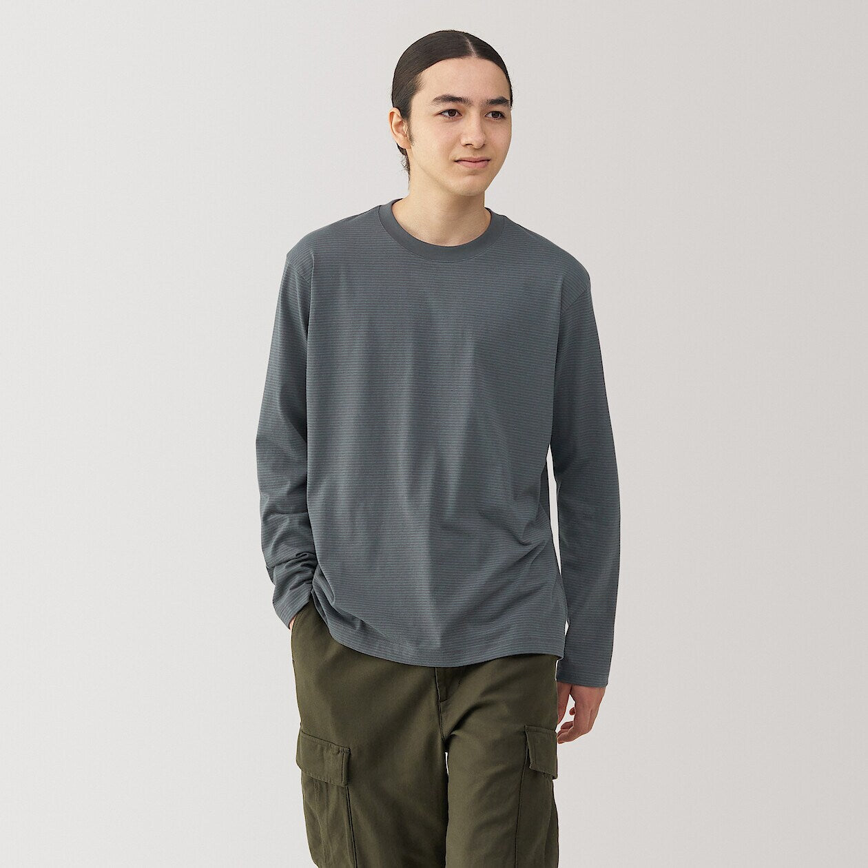 Jersey Striped Crewneck Striped Long Sleeve T-Shirt