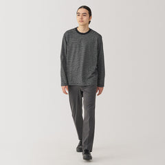 Jersey Striped Crewneck Striped Long Sleeve T-Shirt