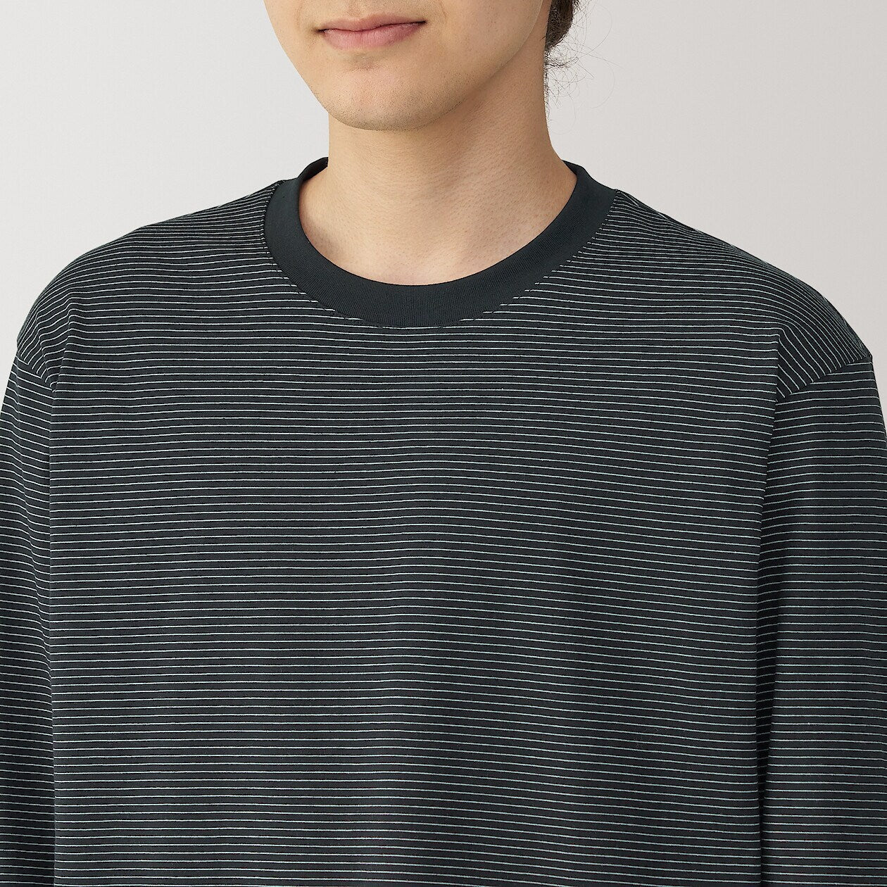 Jersey Striped Crewneck Striped Long Sleeve T-Shirt