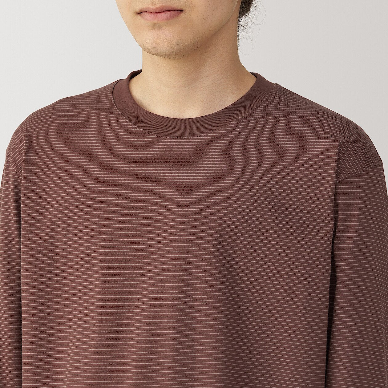 Jersey Striped Crewneck Striped Long Sleeve T-Shirt