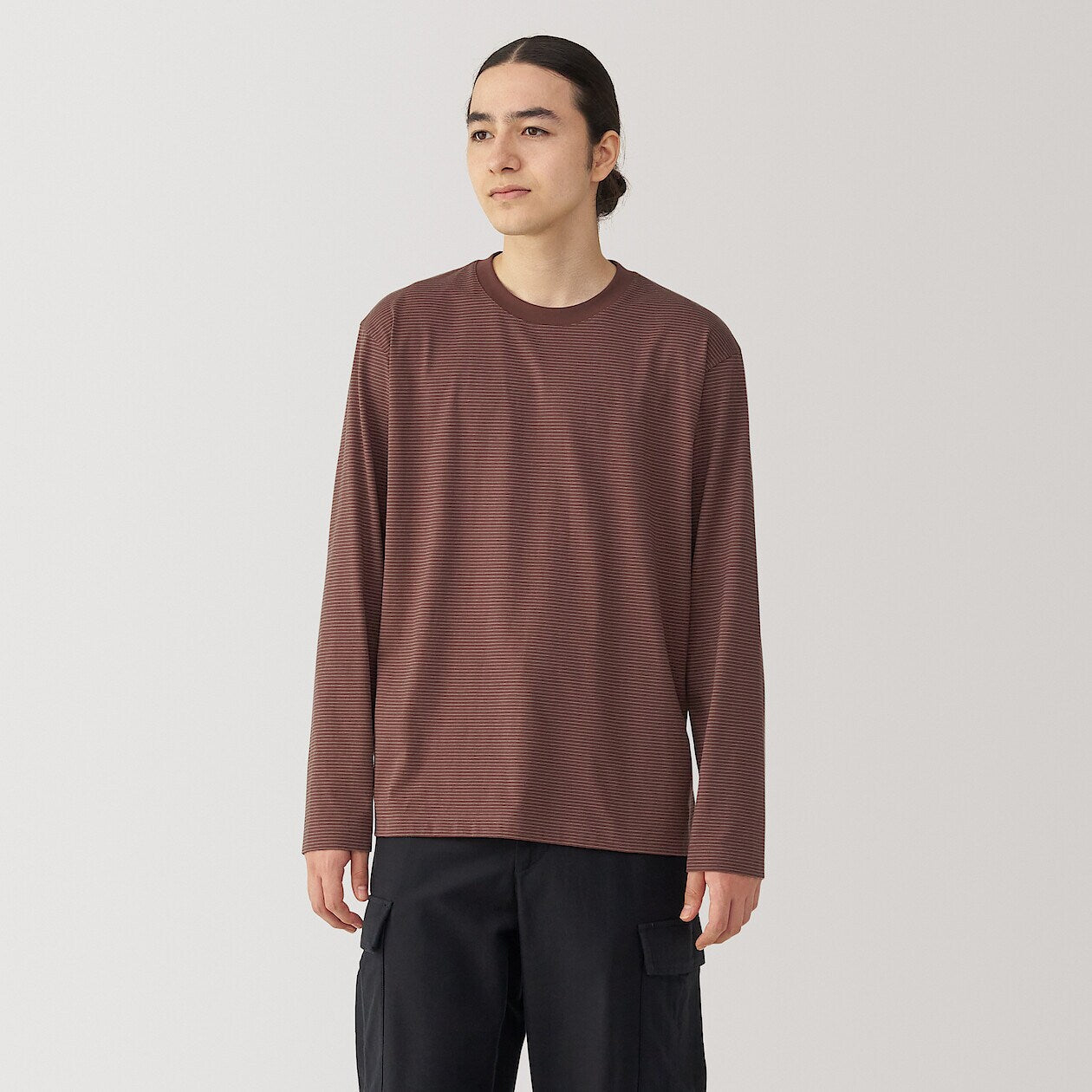 Jersey Striped Crewneck Striped Long Sleeve T-Shirt