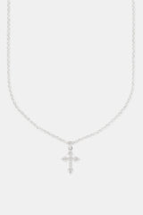 Iced Cross Pendant Necklace - 25mm