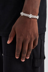 8mm Iced Cuban Motif Bracelet - White