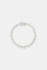 Polished & Iced Flat Link Bracelet - 6mm