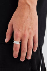 Iced Edge Polished Band Ring - 8mm