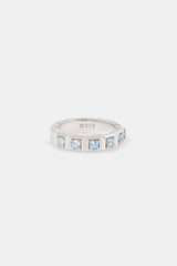 Polished Edge Blue Square Stone Ring - 6mm