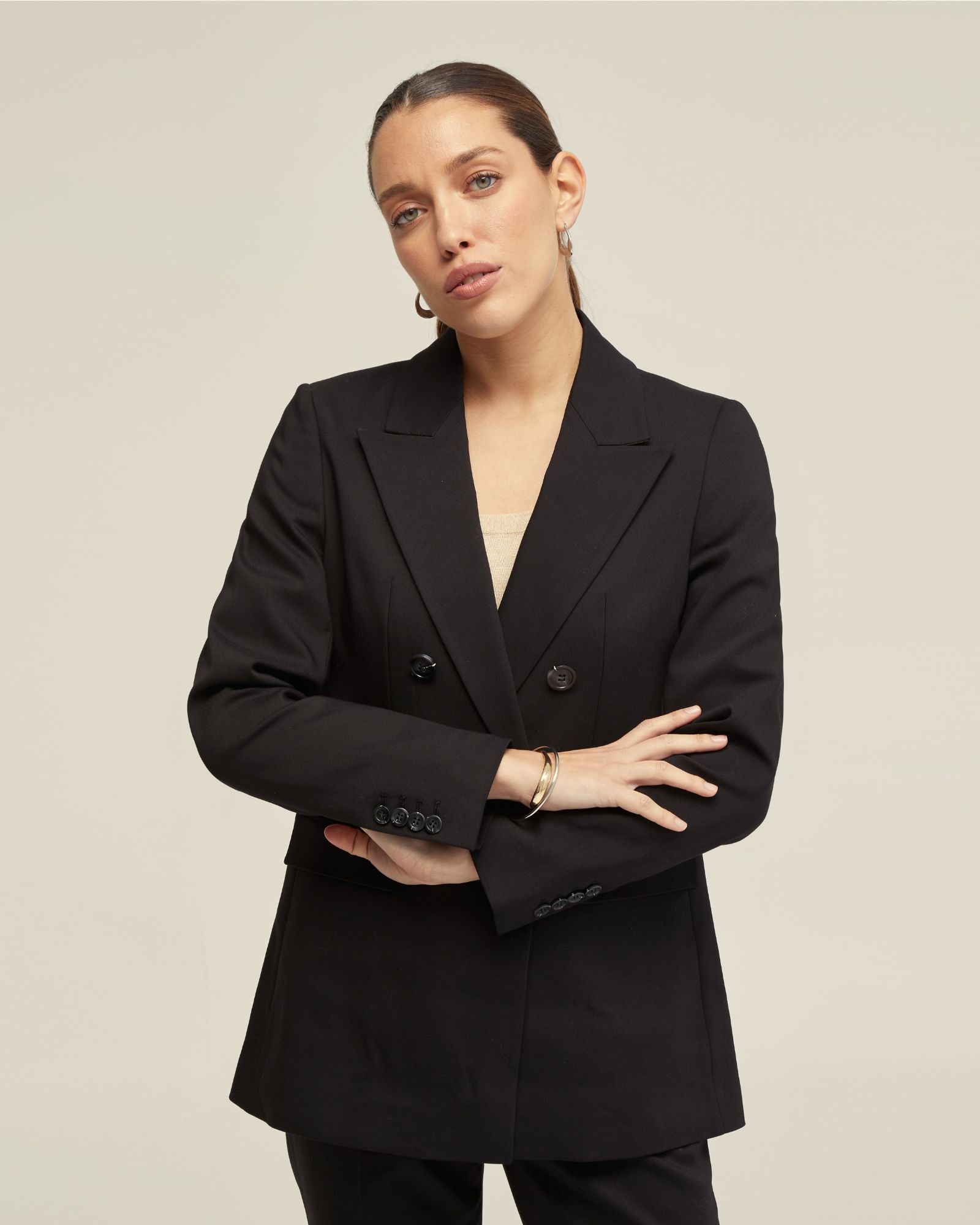Jenna Cotton Blend Double Breasted Blazer