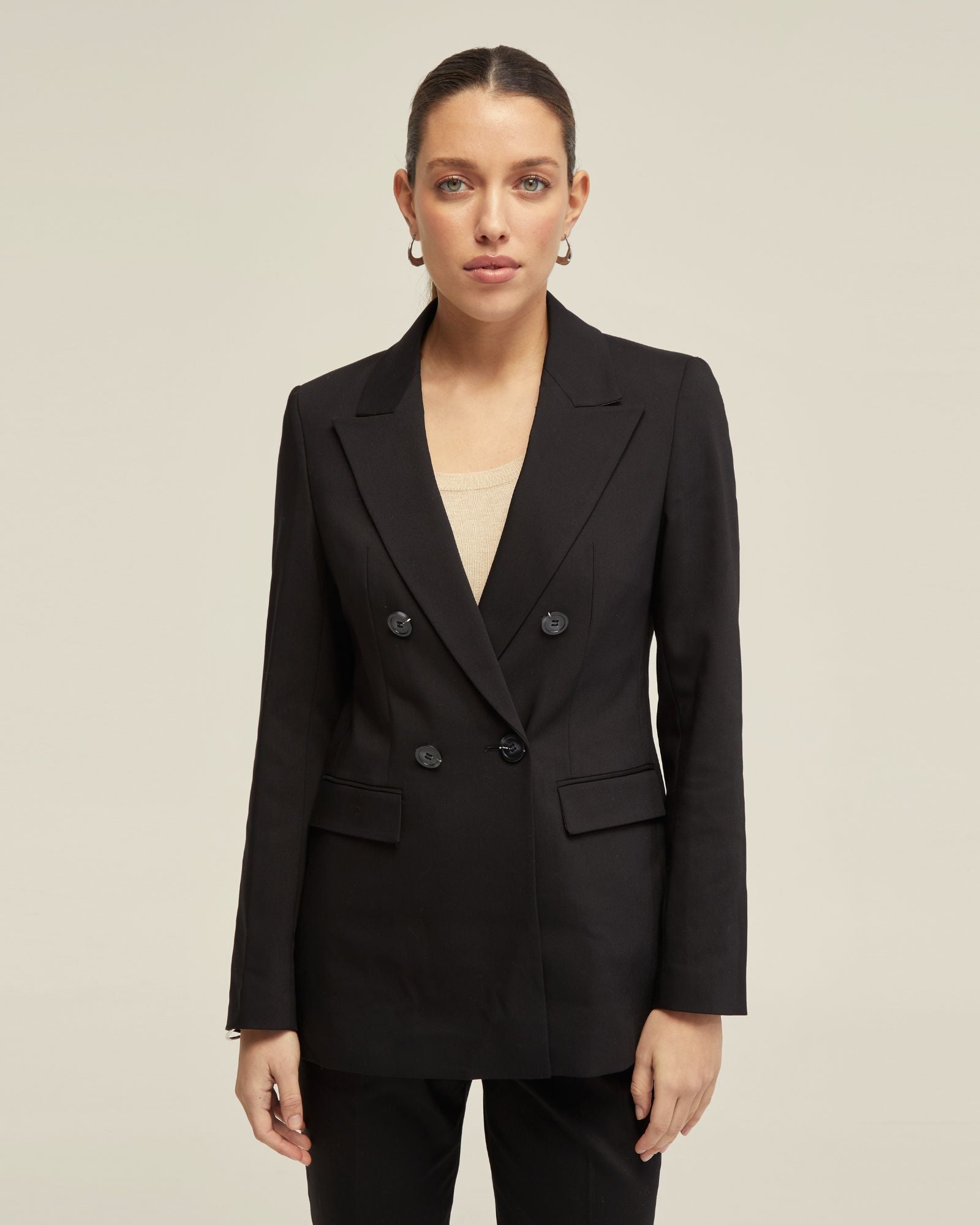 Jenna Cotton Blend Double Breasted Blazer