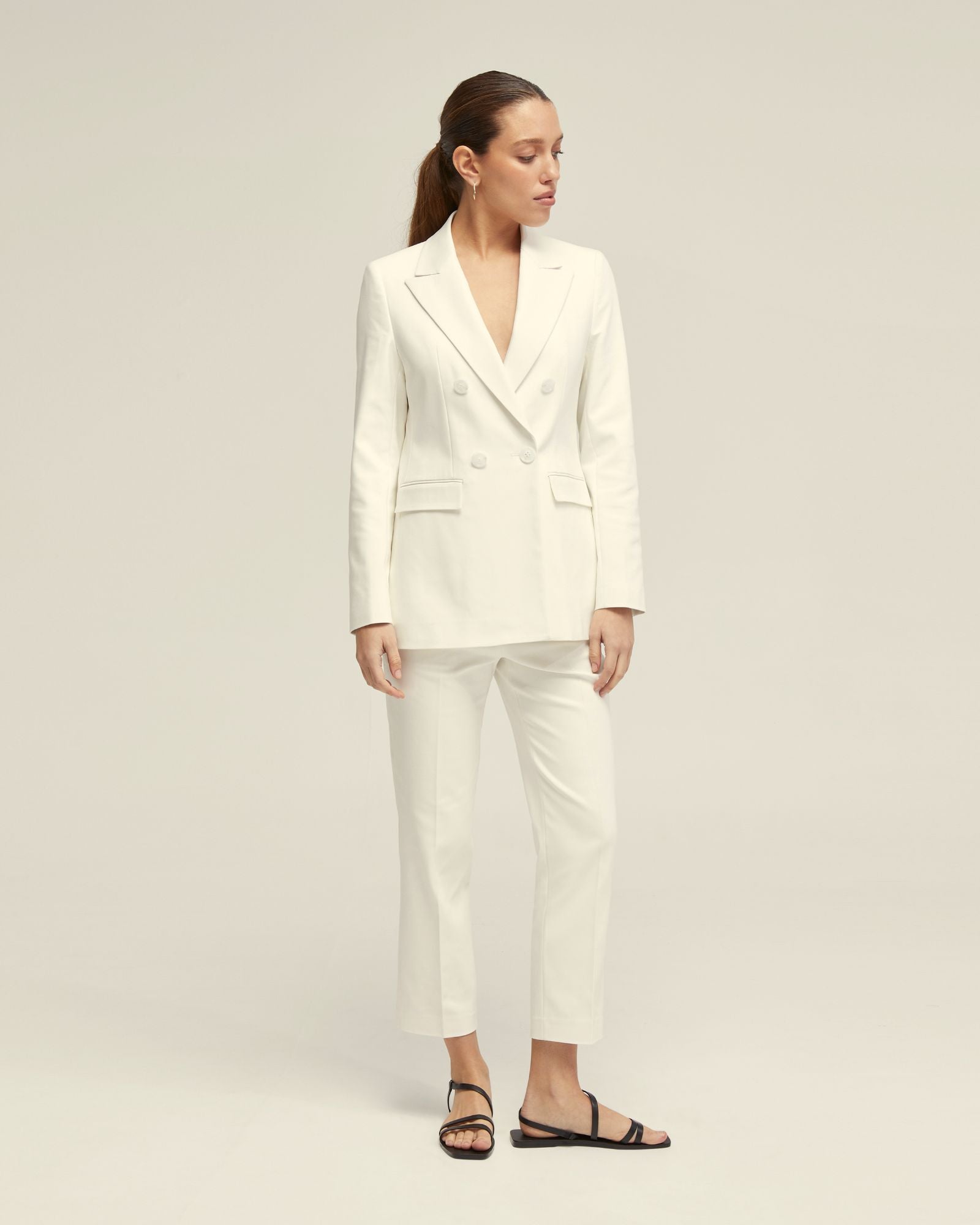 Jenna Cotton Blend Double Breasted Blazer