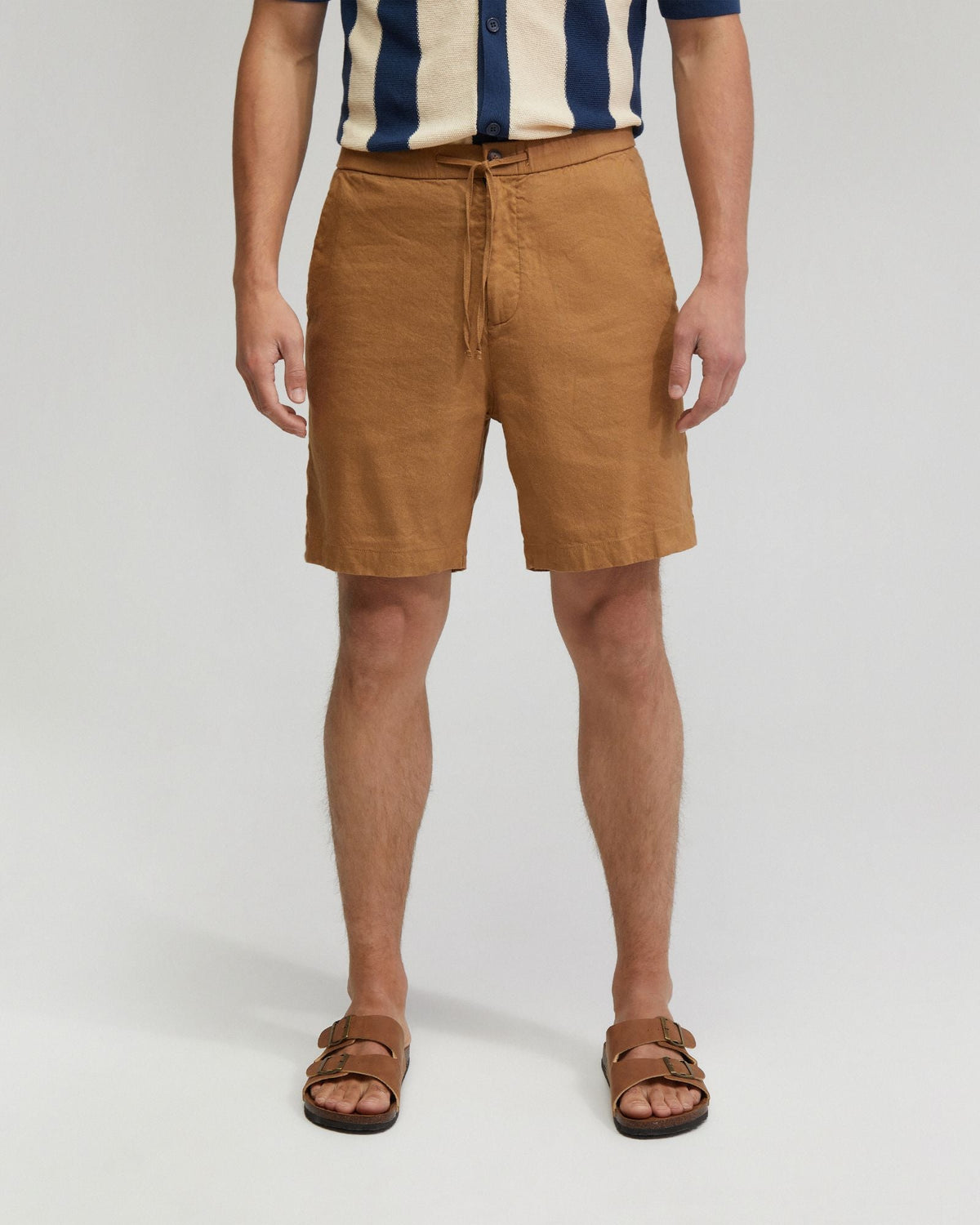 Rocco Zip Front Linen Blend Shorts