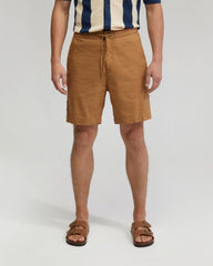 Rocco Zip Front Linen Blend Shorts