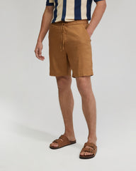 Rocco Zip Front Linen Blend Shorts