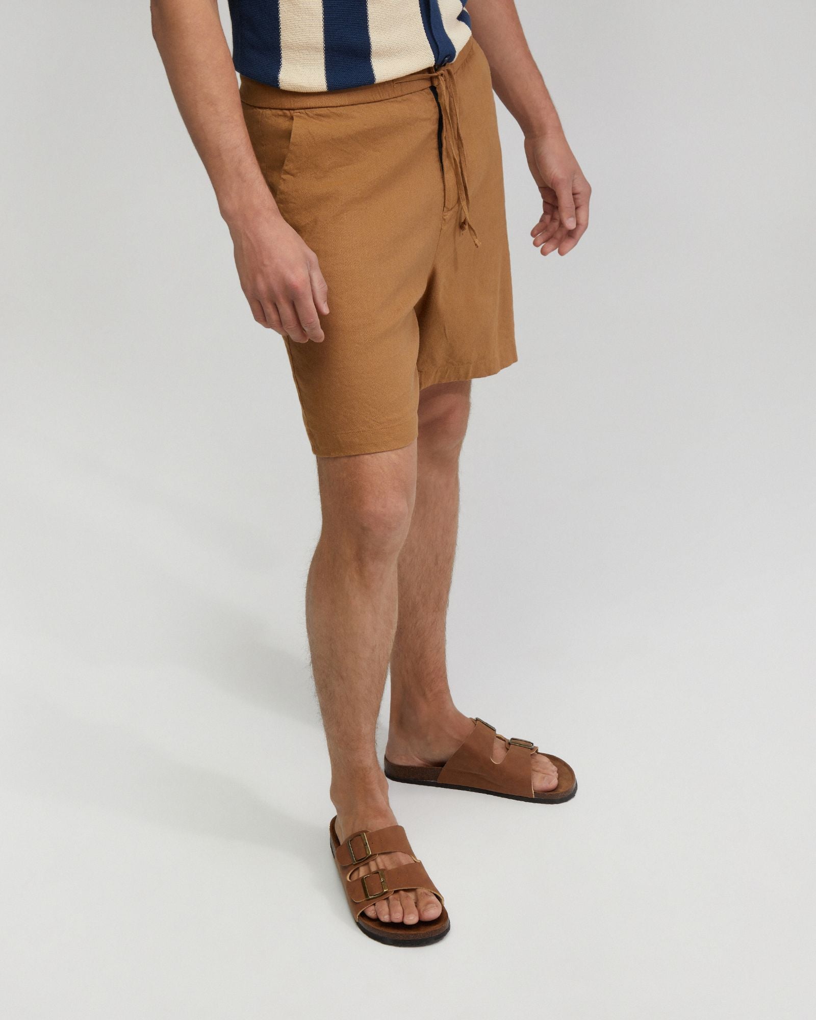 Rocco Zip Front Linen Blend Shorts