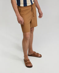 Rocco Zip Front Linen Blend Shorts