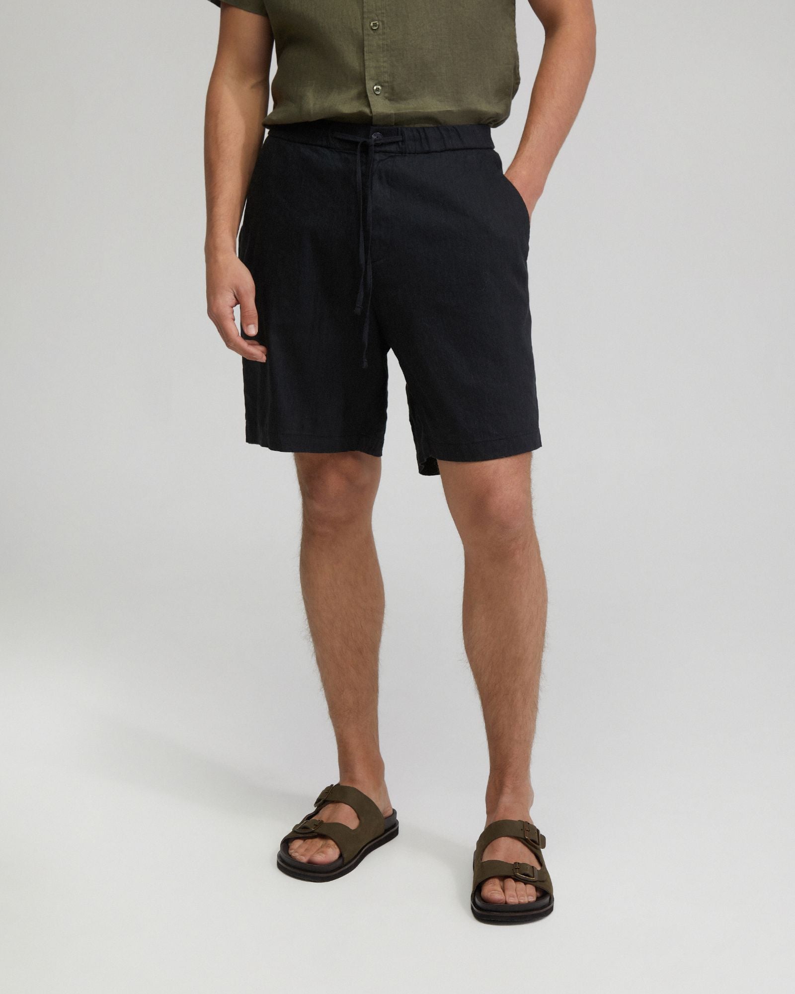 Rocco Zip Front Linen Blend Shorts