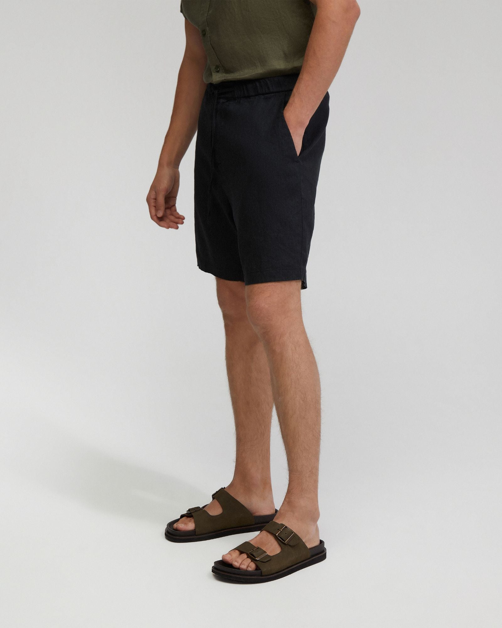 Rocco Zip Front Linen Blend Shorts