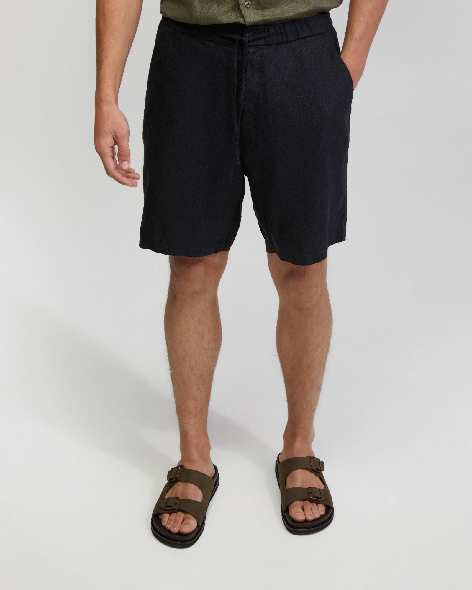 Rocco Zip Front Linen Blend Shorts