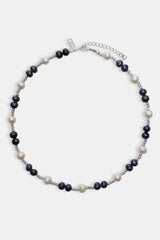 Oilslick Freshwater Pearl & Bead Necklace - White